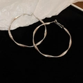 Sliver twisted hoop earrings with textured finish on a minimalist white paper background - 20# Steel Post - Silver - Twisted Hoop