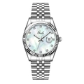 Orologio da donna in acciaio argento con quadrante in madreperla e ghiera zigrinata - Cassa Argento Quadrante in Madreperla Bianca