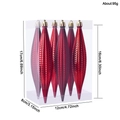 Set di 6 decorazioni natalizie rosse vintage a forma di fuso da 16 cm in scatola regalo - Set da 6 / Borgogna