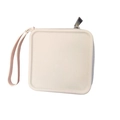 Square cream white silicone coin purse with portable wrist strap and smooth zipper closure - Off White