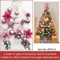 35-piece pink and white Christmas tree ornament set with flowers and glitter balls - 1.2m Accessory Kit / Snowflake Deer Pink and White