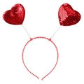 Sparkling red sequin heart headband with spring accents for Valentine's Day parties - Strung Sequin Hearts