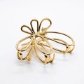 Elegant gold flower hollow metal hair claw clip with a glossy finish for women's updos - No.1 Gold