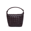 Elegant deep burgundy woven leather handbag with classic Intrecciato braided pattern - Grape Purple