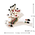 Elegant white enamel Christmas reindeer brooch with gold antlers and colorful rhinestones - xz4894 White Christmas Reindeer