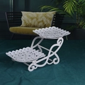 Frutero de metal blanco de 2 niveles con diseño calado elegante y soporte de volutas - Hierro / Tipo-H