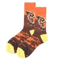 Men's astronaut moon landing crew socks in vibrant orange and brown geometric patterns - 38-46 / Orange Brown Moon Astronaut