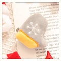 Cute grey plush glove hair clip with white snowflake embroidery and yellow trim - Glove - No Brooch (Patch)