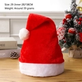 Classic red and white plush Christmas hat with LED lights, size 29x38cm for holiday gifts - Adult Short Plush Overlock Christmas Hat