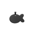 Minimalist fish shaped black titanium steel dog tag pendant with polished finish - 38*25*1.8mm / Black Fish Shape