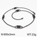 Industrial black stainless steel spring cylinder link chain necklace, 600mm x 3mm size - Black O-Chain Five Springs Style (KN199332-KLHQ)