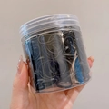 Elastici per capelli neri spessi da donna in un grande barattolo di plastica trasparente - Barattolo / 10# Nero Ispessito (Circa 500 Pezzi)