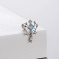 Silver crown-shaped stud earring with blue opal and dangling marquise zircon stone - Crown Style (A57-8#)