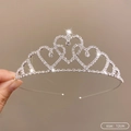 Sparkling silver heart-shaped rhinestone crown tiara with 12cm base diameter for birthday - 27# Heart Headband (12cm)