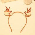 Festive reindeer antler headband in brown plush and mink fur for Christmas hair styling - Headband 11# (Single)