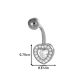 Silver heart belly ring with sparkling zircon heart pendant and 0.81cm width charm - Heart with Halo Style (2601-5# Silver)