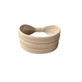 Elastic wide yoga headband in solid beige color with soft pleated fabric design - Solid Beige