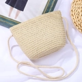 Borsa a tracolla in paglia intrecciata beige per bambini con trama fine e spallina - Borsa a Conchiglia Grande / 19*14*5cm / Beige