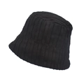 Dettaglio del cappello a secchiello nero a righe con trama in maglia a coste verticali - M(56-58cm) / Nero
