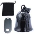 Polished black stainless steel guardian bell pendant with velvet bag and metal tag - Black Polish Set (Incl. Tag/Bag)