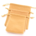 Set of three yellow velvet drawstring jewelry pouches in small medium and large sizes - Small 70*85mm / Yellow