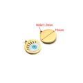 Golden stainless steel round evil eye pendant with blue enamel, 15mm size details - 15mm Gold Round Evil Eye (White)