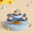 Blue space bear suction cup spinning toy for high chair and sensory baby play - Bear UFO Spinner