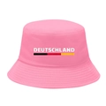 Casual pink sun protection bucket hat with 'DEUTSCHLAND' text and German flag stripes - M / 6# Germany Stripes - Barbie Pink