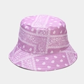 Modieuze paarse vissershoed met paisley-patroon en omkeerbaar zonnebrandontwerp voor volwassenen - M (56-58cm) / Paars Paisley