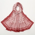 Detailed pattern of vintage red and white printed chiffon scarf on white background - 180*70cm / VS744-Red