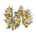 Ghirlanda di Natale innevata con fiori dorati, palline e luci LED calde - Ghirlanda Innevata da 1.5m (Con LED)
