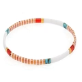Bohemian Tila bead bracelet with colorful square tiles and golden metal spacers - Red/Orange-Gold/Blue Marble(TL-B190245C)