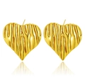 Polished gold heart stud earrings with irregular ripple texture and mirror reflection - Luxury Irregular Texture Heart
