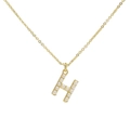 Classic 18k gold plated brass necklace with pearl inlaid letter H pendant charm - Letter H