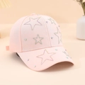 Berretto da baseball rosa alla moda con stelle di strass brillanti su tela di cotone - Taglia unica / Rosa