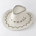 Detail of cream Western cowboy hat with black decorative hand-stitching and ventilation - Off-white