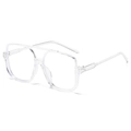 Transparente Oversize-Sonnenbrille mit Doppelsteg im quadratischen Retro-Pilot-Stil - Transparenter Rahmen Klare Linsen