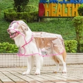 Transparent waterproof pet raincoat with pink trim for large dogs like Golden Retrievers - Rose Red Piping