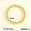 Minimalist 18K gold plated 8mm bead stretch bracelet with high polish finish - 8mm / Gold
