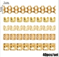 40-piece gold braided hair jewelry set featuring five diverse metal cuff ring styles - 40PCS (Bag) / Gold