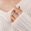 Ensemble de bagues réglables cœur et flèche en argent de style minimaliste européen - Taille US 7 (Ajustable) / Argenté
