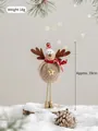 Reno de Navidad de peluche marrón con estrella dorada y bufanda roja, altura 19cm - Reno de Estrella de Navidad - Pequeño