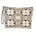 Borsa cosmetica con stampa geometrica a stelle terra e cinturino da polso nero - Motivo a Stella e Diamante - Con Cinturino da Polso (xy-015-01)