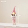 Pink glowing Christmas gnome plush ornament 15x10x49cm for festive tabletop decoration - Striped Female Gnome with LED