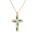 Dettaglio del ciondolo a croce placcato oro 18K con smalto e pietre colorate malocchio - Smalto Bianco-Pietra Nera (22410)