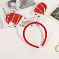 Christmas headband featuring red and green striped mini Santa hats with tiny jingle bells - Red Christmas Hat