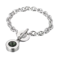 Silver stainless steel OT buckle bracelet featuring a dark green satellite stone charm - Silver Style With Green Stone (KB53406-Z)