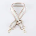 Adjustable wide canvas bag strap with champagne and silver sequins and gold metal buckles - A18 Stripe Shimmer