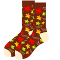 Brown Thanksgiving socks with colorful maple leaves and Happy Thanksgiving lettering - EU 37-44 / Golden Maple Leaf