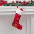 Rote Samt Weihnachtssocke mit goldenen Pailletten Schneeflocken und weißem Umschlag Deko - Roter Schneeflocken-Stil